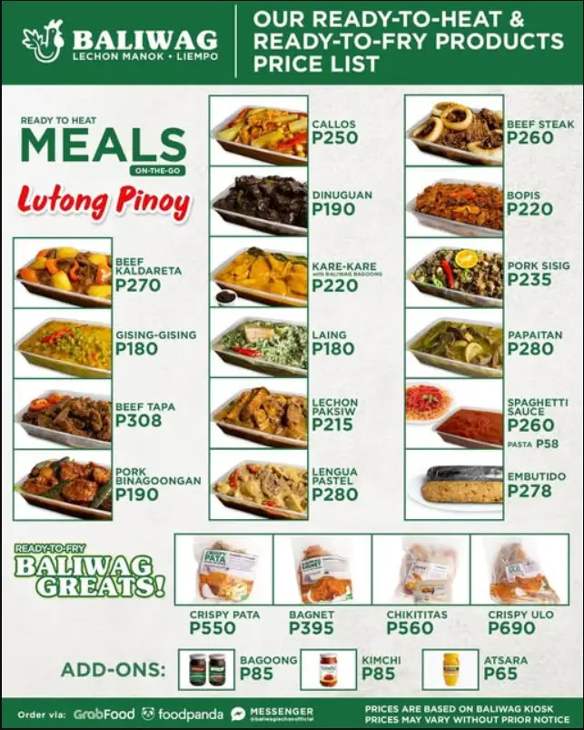 Baliwag Philippines Menu