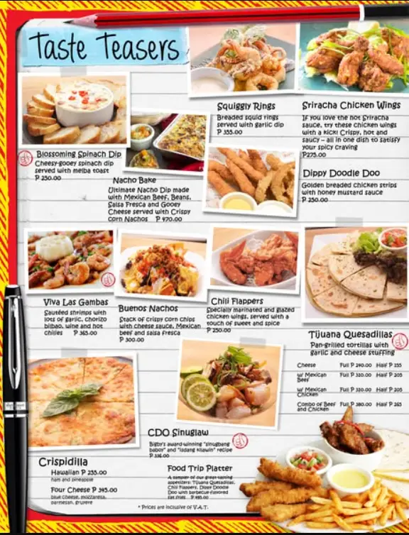 Bigbys Menu