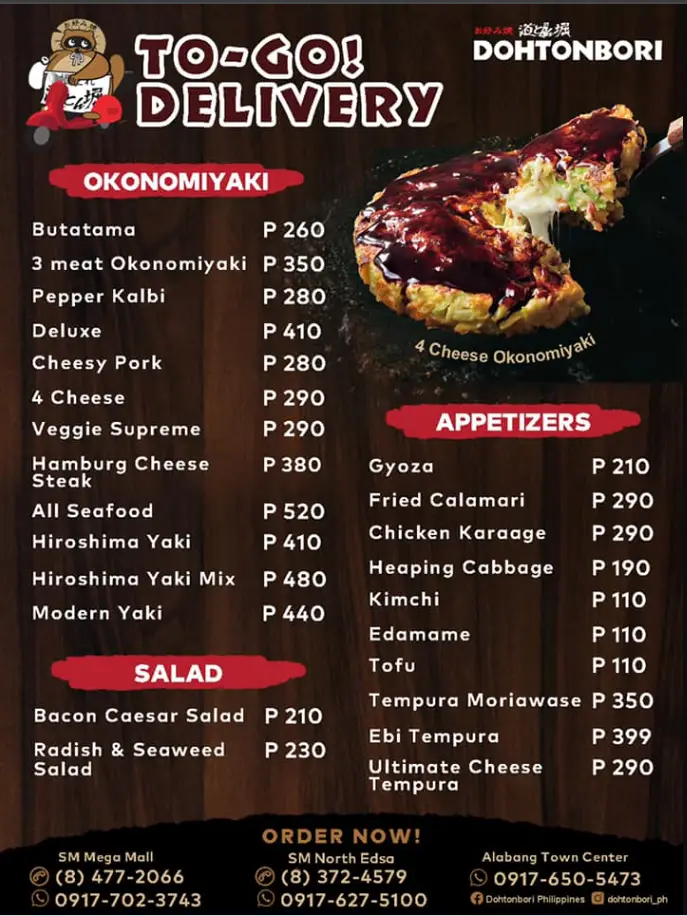 Dohtonbori Philippines Menu