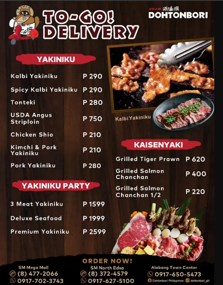Dohtonbori Menu