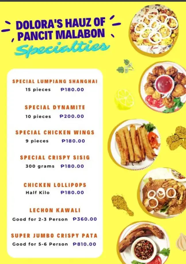 Doloras Pancit Menu
