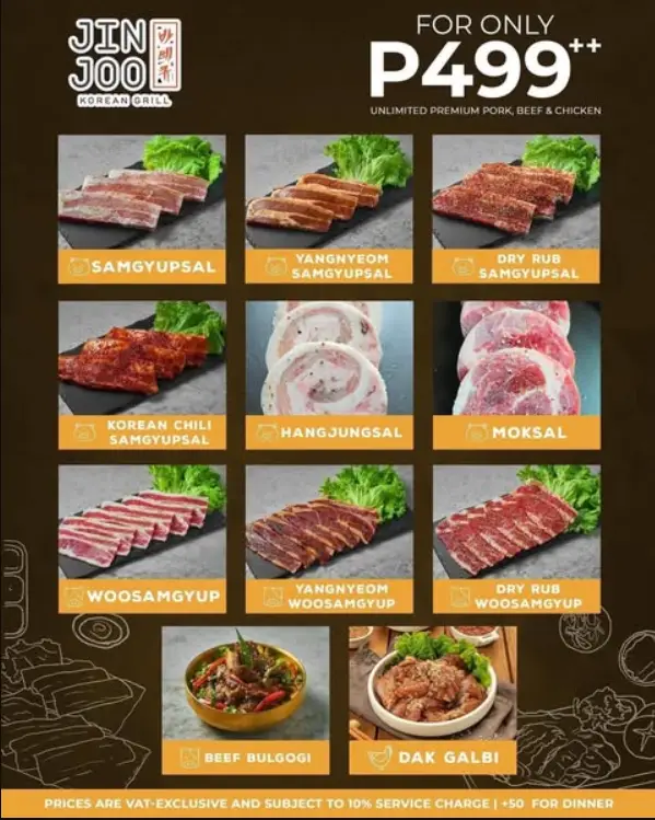 Jin Joo Philippines Menu