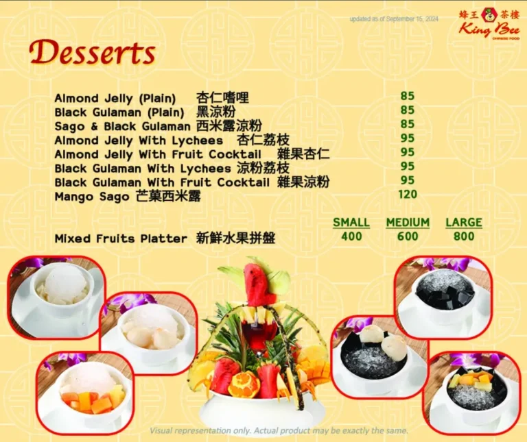 King Bee Menu