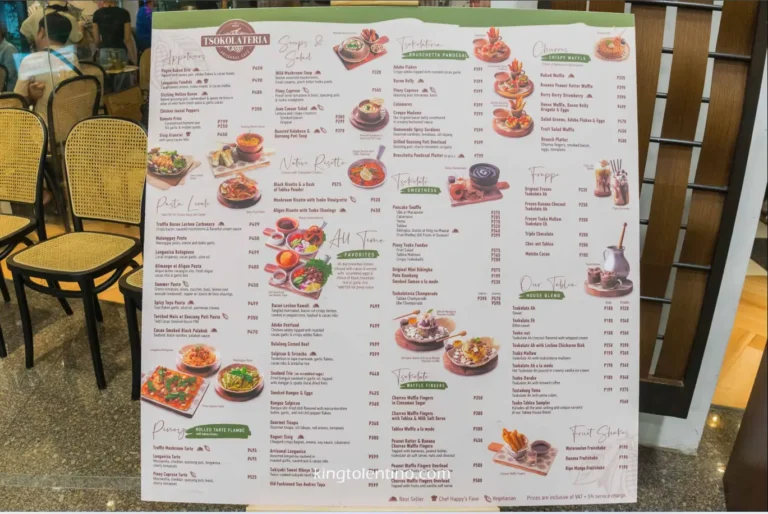Tsokolateria Menu