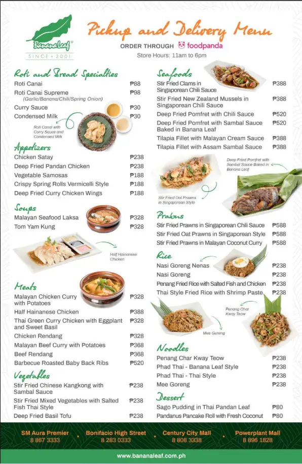 Banana Leaf Menu