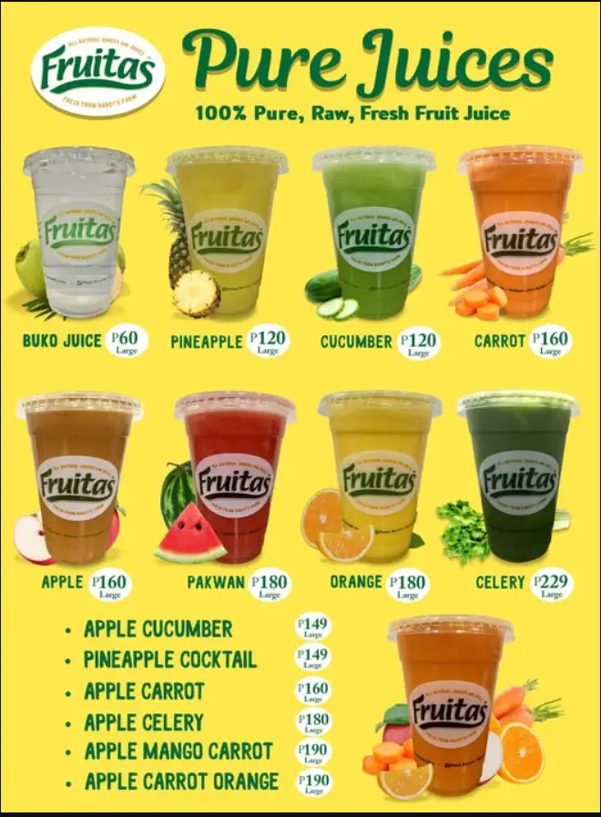 Fruitas Philippines Menu